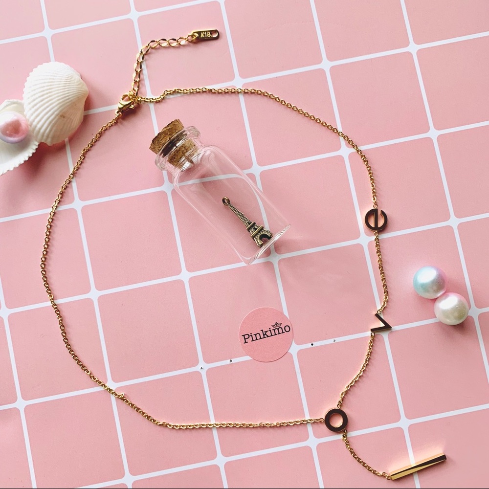 "LOVE" 18k Gold Plated Titanium Necklace